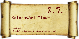 Kolozsvári Timur névjegykártya
